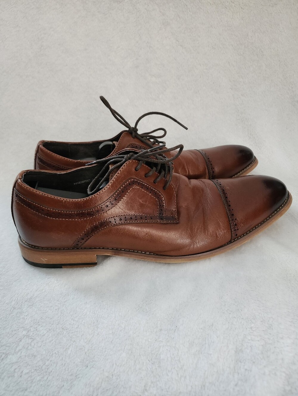 STACY ADAMS Men's Size 11 Brown Leather Cap Toe Brogue Derby Dress Shoes